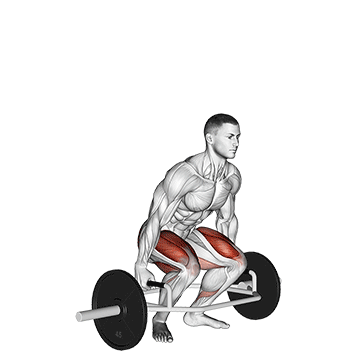 Animated demonstration of the trap bar deadlift exercise, targeting the Glutes using Trap bar.