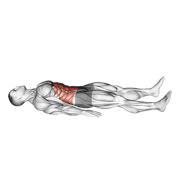 Animated demonstration of the quarter sit-up exercise, targeting the Abs using Body weight.
