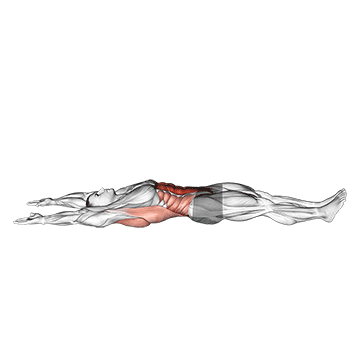 Animated demonstration of the arms overhead full sit-up (male) exercise, targeting the Abs using Body weight.