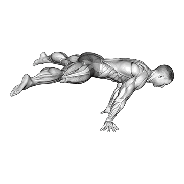 Animated demonstration of the straddle planche exercise, targeting the Abs using Body weight.