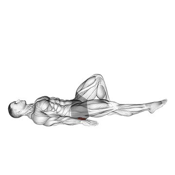 Animated demonstration of the single leg bridge with outstretched leg exercise, targeting the Glutes using Body weight.